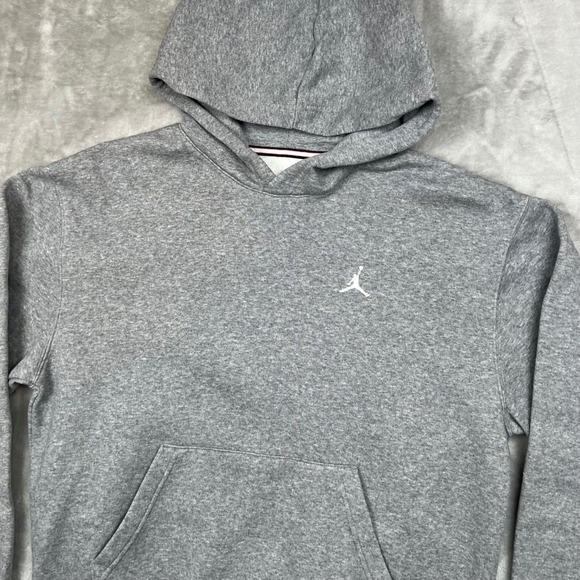 Jordan Jumpman Grey Fleece Hoodie Pullover Athletic Casual Size M FV7281-091 - Picture 2 of 10